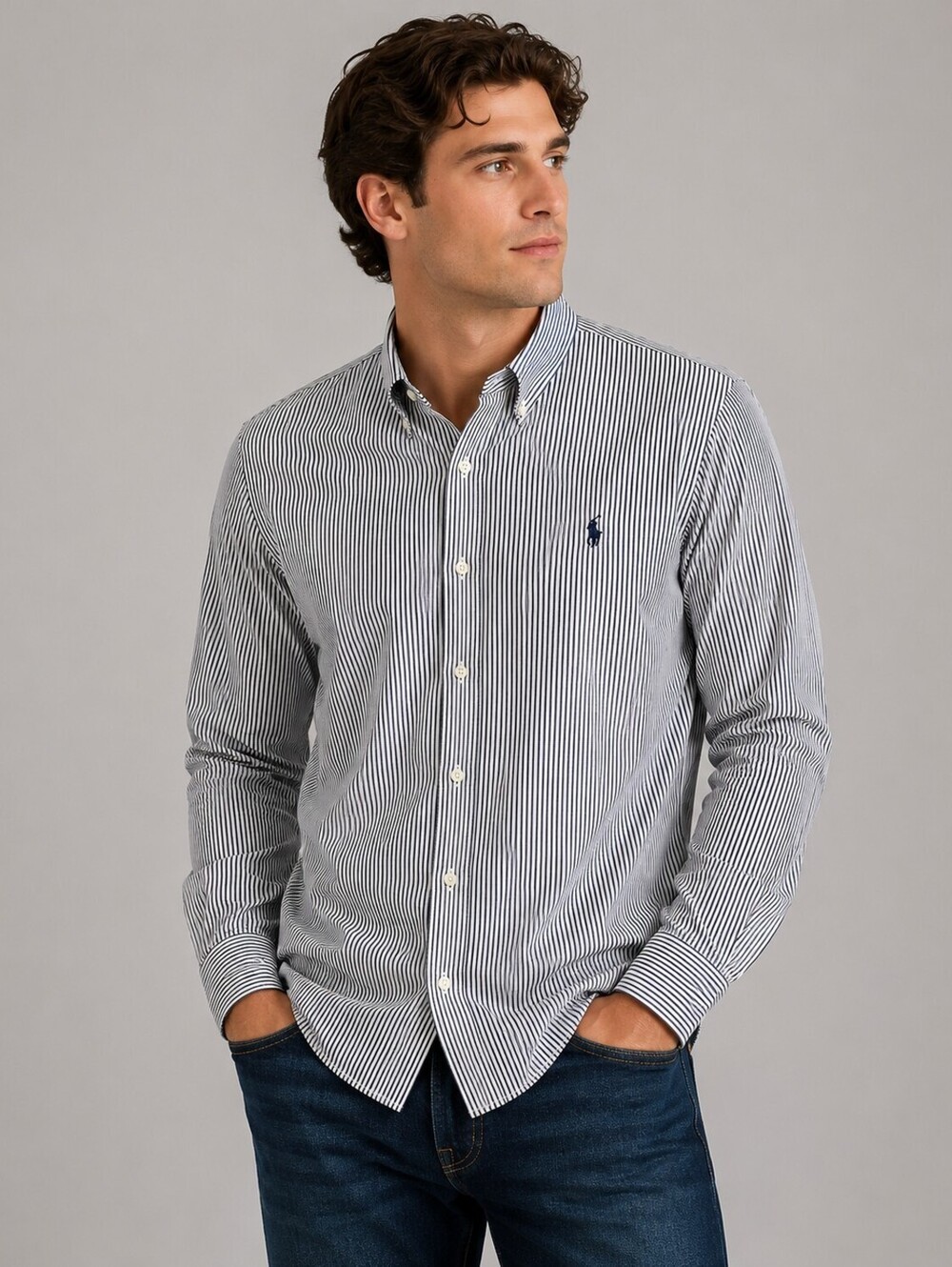 Ralph Lauren Men's Striped Shirt L Cotton Preppy Classic Fit Quiet Luxury